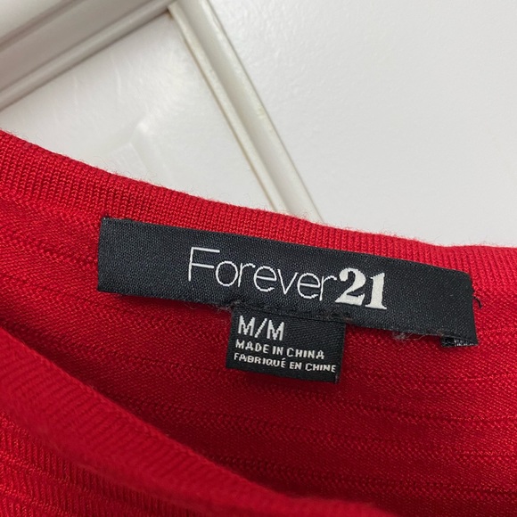 Forever21 Fitted Red Mini/Midi Dress - Picture 3 of 4